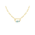 Elegant gold S925 silver chain necklace with pearl and blue sapphire pendant for women - 925 Silver / Necklace