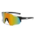 Detail of black frame cycling sunglasses with red mirror lens and ventilated temples - Black Frame Red Mirrored Lens