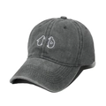 Washed black cotton baseball cap with cute white penguin embroidery on front panel - 56cm-60cm / Gray