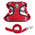 Durable red pet harness and leash set with reflective strips for large dogs - XS / Red