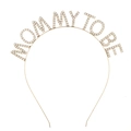 Elegant gold Mommy To Be party headband with sparkling white rhinestones for baby shower - One Size / FG114 Gold Headband