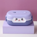 Purple double-layer cartoon cat lunch box with secure lid for students and office workers - Purple