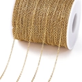 Vacuüm vergulde roestvrijstalen kogelketting op een witte spoel voor DIY sieraden - Gouden 03 Kruisschakelketting 1,6mm