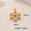 Detalle de colgante copo de nieve dorado 22mm con gemas de colores, 1,5g por pieza - Copo de Nieve de Zircón Colorido