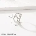 Adjustable silver hollow ring with irregular plating design, 1.35cm height and 2.24g weight - 60-Irregular Organic / Silver
