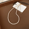 Collier de perles élégant style français avec fermoir doré et finition faite à la main - 6mm / Blanc
