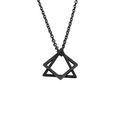Hip hop style interlocking double triangle stainless steel necklace on white background - Black Square Triangle