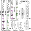 Joyas para rastas con anillos de metal y piedras moradas con detalles de tamaño - Juego de 20 Piezas Plateado Estilo 18