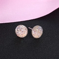 S925 silver round stud earrings with iridescent glitter resin in pale gold finish - 8mm / Opal Gold