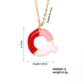 Letter Q pendant necklace with red and pink enamel details on a gold chain - Letter Q Style (N00906-Q)