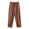 Pantaloni da donna con stampa paisley marrone rossiccio a vita alta e coulisse regolabile - XS / Pants