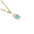 Collana a catena a graffetta dorata con pendente a orsetto e zirconi brillanti - 0395 Catena Hip Hop
