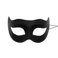 Matte black cat-eye masquerade half face mask made of durable PVC with elastic strap - Double Pointed Beauty Mask