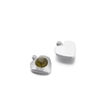 Silver heart pendant with olive green faceted gemstone charm on white background - 6mm / Heart Steel Lemon Yellow