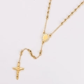 Chapelet plaqué or avec pendentif croix et médaille Vierge Marie sur fond blanc pur - Style Médaille Vierge Marie - Or