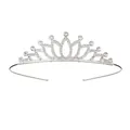 Serre-tête couronne de princesse argentée avec strass et pétales pour filles - Couronne d'argent symétrique à feuilles de pétales (No. 14)