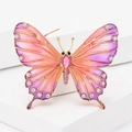 Pink and purple gradient butterfly brooch with gold plating and sparkling rhinestones - Style 91/Pink Series Gradient