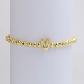 18k gold plated beaded bracelet featuring a polished V letter balloon charm - Gold V
