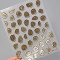 3D gold letter nail art stickers with embossed wax seal texture, model M-156 style - Gold English Letter Wax Seal Style (M-156)