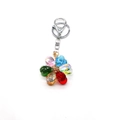 Colorful crystal flower keychain with faceted glass beads and silver metal ring - 4.5*12cm / Multicolor