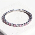 Minimalist tennis bracelet with pink and white square-cut zircons on a stone base - Pink & White