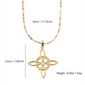 Dettaglio del ciondolo a quadrifoglio in oro 18k con catena da 45cm e misure esatte - Quadrifoglio di Diamanti