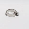 Geometrischer Silberring mit Kugelverschluss in elegantem, poliertem Minimal-Design - US 8 / Weißgold