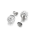 Sparkling crystal ball stud earrings featuring white rhinestones on silver metal base - 10mm / Steel Color (KE63300-Z)