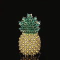 Luxury pineapple evening bag with yellow and green crystals on a gold metal frame - 11x19 Pineapple Yellow