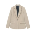 Eleganter, schmal geschnittener Damen-Blazer in Khaki mit Einknopf-Verschluss und Revers - XS / Khaki