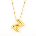 Golden puffy balloon initial N pendant necklace with polished bead chain for women - Gold - Z