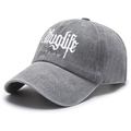 Berretto da baseball vintage grigio lavato con ricamo Thuglife Outlaw e stile streetwear - Grigio