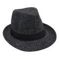 Dettaglio della trama intrecciata bianca e nera e del nastro nero sul cappello fedora - Taglia unica / Bianco e Nero Picchiettato (N. 3)