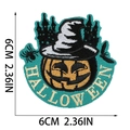 Dettaglio della toppa ricamata zucca di Halloween con scala di misurazione di 6cm - Scena di Festa (X3UL-09-19)