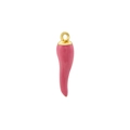 Pink chili pepper fruit pendant charm with golden metal ring for DIY jewelry making - VD1480 Gold Pink Enamel Chili
