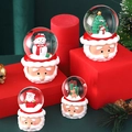 Set of 4 glowing Christmas snow globes with Santa and snowman on red gift box background - 65# Light Model / Christmas Gift
