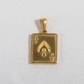 Macro shot of 24K gold plated stainless steel Ace of Spades pendant with polished finish - K18-Ace of Hearts / Gold