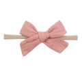 Pink polka dot fabric bow baby headband with beige elastic soft nylon band - Pink Dot Texture (29)