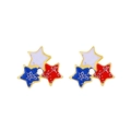 Sparkling American flag star earrings with red, white, and blue enamel and glitter finish - Star Style (3870)