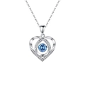 Silver heart necklace featuring a round blue center stone and sparkling white accents - Blue Diamond Dynamic Necklace Xl-5