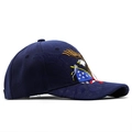 Navy blue hip hop flat brim cap featuring American flag and eagle embroidery detail - Navy Blue