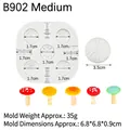 DIY mini mushroom silicone mold with 7 cavities for chocolate fondant and clay crafts - Medium (B902) / 6.8x6.8x0.9cm / Gray