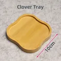 Four-leaf clover shaped bamboo coaster tray with 10cm diameter and natural wood grain - 10cm Clover Shape Tray