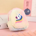 Plush unicorn coin purse in macaron gradient colors with a cute silicone 3D patch - Unicorn Three-color Gradient