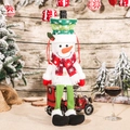 Christmas snowman wine bottle cover with long legs for festive holiday table decoration - Snowman