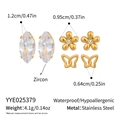 Detailed size specifications of bow and flower zircon stud earrings in stainless steel set - Marquise Flower Butterfly Set (YYE025379)