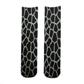 Detailed knit texture of 3D animal paw print socks with green grid patterns - Black Leopard New 02