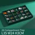 Dark green velvet jewelry tray with 24 compartments for rings and earrings 35x24cm - 24-Grid Tray