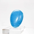 Sparkling sapphire blue egg-shaped detangling hairbrush with silver glitter finish - Starry Blue Transparent