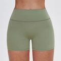 Pantaloncini da yoga verde oliva a vita alta con controllo della pancia e design senza cuciture - Verde Militare Chiaro